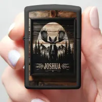 Moose Silhouette Wood Sign Zippo Lighter