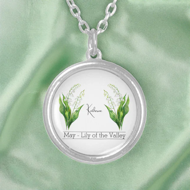Birth Month Flower May Lily of the Valley Silver Plated Necklace