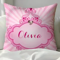 Princess Frame Monogram Name Throw Pillow