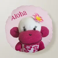 Aloha Sock Monkey(Girl) Round Pillow