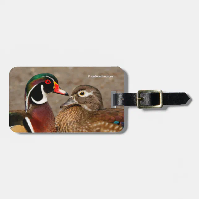 Beautiful Touching Moment Between Wood Ducks Luggage Tag