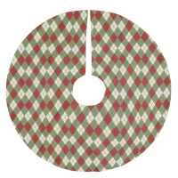 Vintage Christmas Argyle Brushed Polyester Tree Skirt