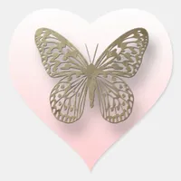 Pink and  Gold Butterfly Stickers