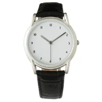 Mens Crown Protector Black Leather Strap Watch