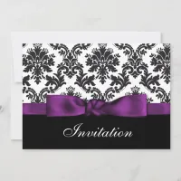 purple  damask wedding Invitations