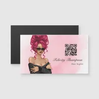 Chic Pink Hair Stylist QR Code