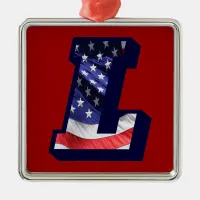 American Flag Letter "L" Metal Ornament