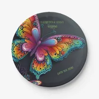 Whimsical Butterfly Romance Wedding Invitation Paper Plates