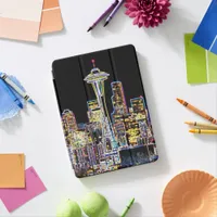 Dark be the Night - Luminous Seattle Skyline iPad Air Cover