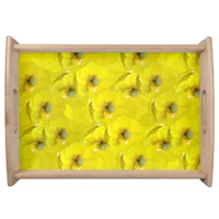 Sunny yellow corn poppy with raindrops   serving tray