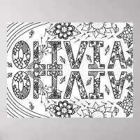 Girl's Name Olivia and Pretty Wildflowers Poster