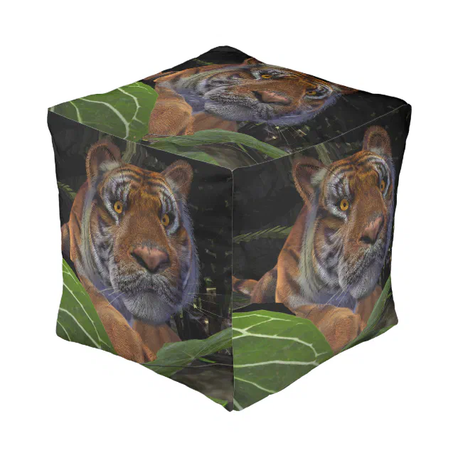 Tiger Crouching in the Jungle Pouf