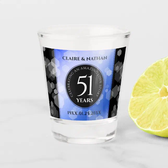 Elegant 51st Sapphire Wedding Anniversary Shot Glass