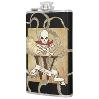 Jolly Roger Monogram Initial  Flask