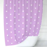 Purple and White Hearts Shower Curtain