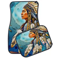 Feathered Native Indian Warrior Car Floor Mat