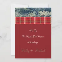 Crimson & Evergreen Christmas Wedding Invitation