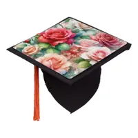 Whimsical Rose Pattern Graduation Cap Topper