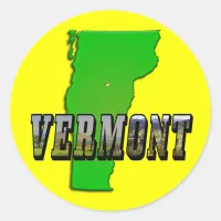 Vermont Map and Picture Text Classic Round Sticker