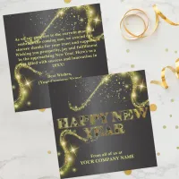 Luxurious Sparkly Gold Black Corporate New Year Holiday Card
