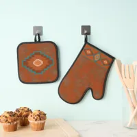 Southwest Canyons Geometric Design Oven Mitt & Pot Holder Set