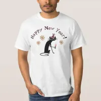 Happy New Year Wine Quote with Cat T-Shirt