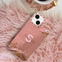 Luxury Glam Rose Gold Foil Glittery Chic Stylish Case-Mate iPhone 14 Case