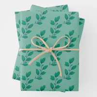 Elegant Whimsical Bold Green Watercolor Leaves Wrapping Paper Sheets