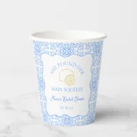 Main Squeeze Lemon & Blue Tiles Bridal Shower Paper Cups