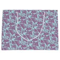 Retro Geometric Shapes in Purple, Lavender & Blue Large Gift Bag