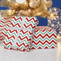 Red and Green Mint Zig Zag Stripe Wrapping Paper