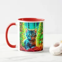 Cute Gray Kittens with Christmas Trees Mug