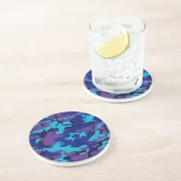 Camouflage Dark Blue & Purple Pattern Coaster