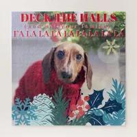 Your Custom Photo Christmas Deck The Halls Funny Jigsaw Puzzle