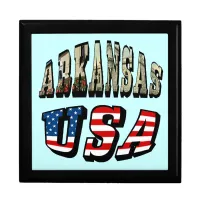 Arkansas Picture and USA Flag Text Gift Box