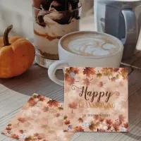 Autumn Fall Brown Leaves Happy Thanksgiving Favor Tags