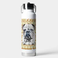 English Bulldog with Retro Font Water Bottle