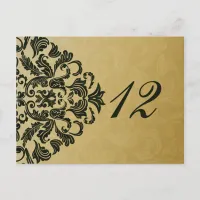 green gold table numbers postcards