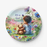 Baby Girl with Teddy Bear Baby Shower It's a Girl Paper Plates