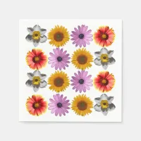 Cheerful Multicolor Flower Pattern Napkins