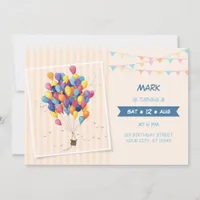 Colorful Hot Air Balloon Birthday Party Invitation