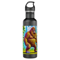 Hairy Bigfoot Walking through the Woods Stainless Steel Water Bottle