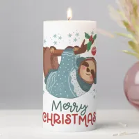 Lazy Sloth Christmas  Pillar Candle