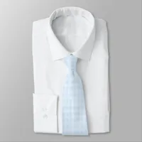 Light Blue and White Gingham Check Neck Tie