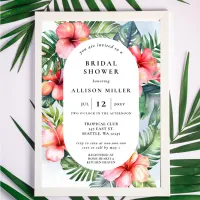 Colorful Watercolor Tropical Flowers Bridal Shower Invitation