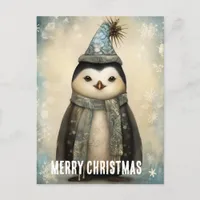 Festive Christmas Penguin Postcard