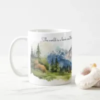 Watercolor Mountains Valley Landscape with Quotes Coffee Mug