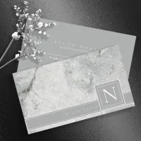 Sparkling Marble Monogram Neutral Gray Std ID672 B Business Card