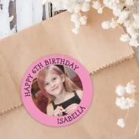 Personalized Photo, Age and Name Birthday   Classic Round Sticker