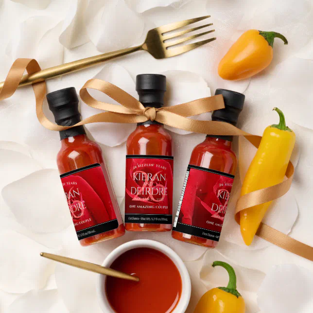 Elegant 26th Rose Wedding Anniversary Celebration Hot Sauces